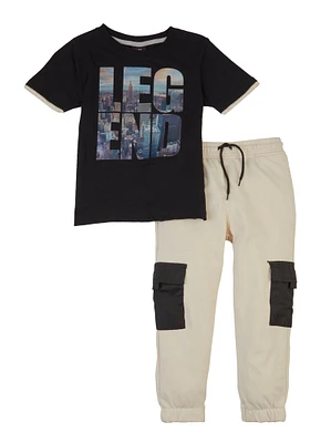 Little Boys Legend Ringer Tee and Cargo Pants, Multi, Size 4