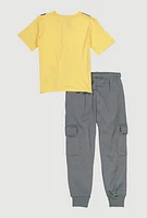 Little Boys Fresh Tee and Cargo Joggers, Multi, Size 4