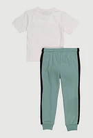 Little Boys Flap Pocket Goat Graphic Top and Joggers, Multi, Size 5-6