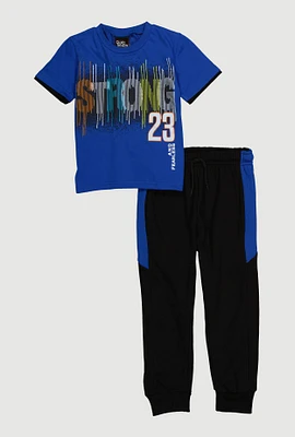 Little Boys Strong Graphic Tee and Joggers,