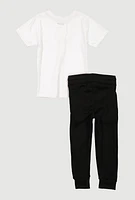 Little Boys Take The Shot Bear Tee and Joggers, Multi,