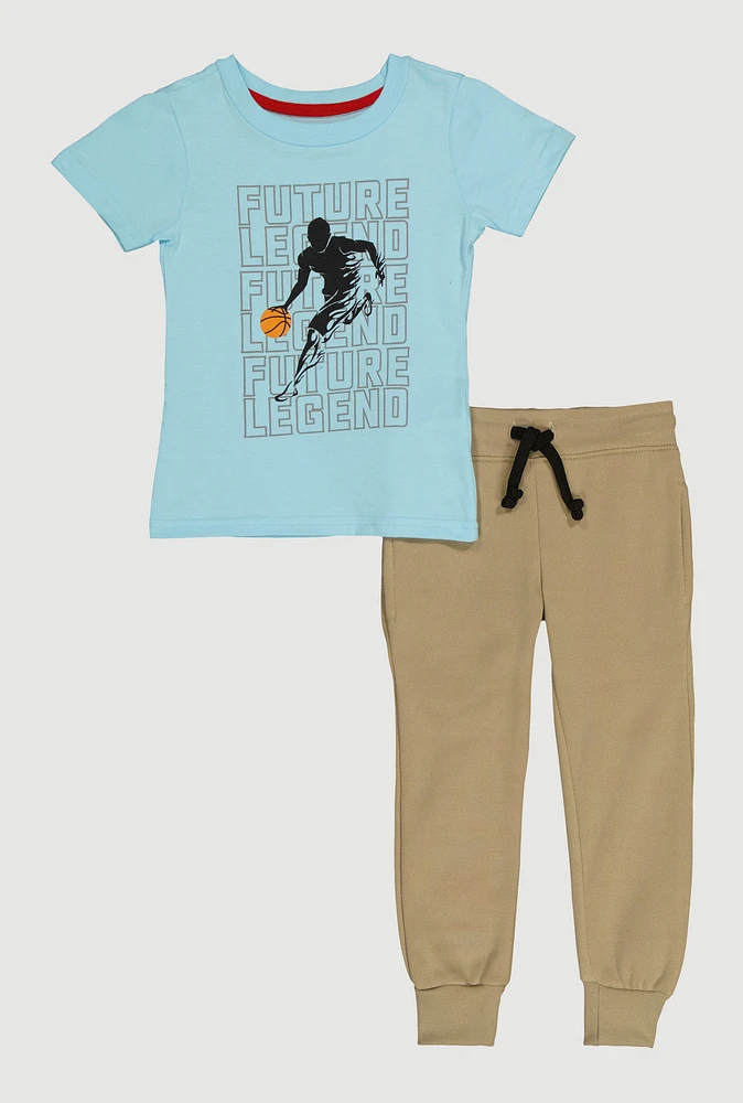 Little Boys Future Legend Graphic Tee and Joggers, Blue, Size 5