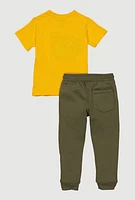 Little Boys Camo Bear Tee and Moto Joggers, Yellow, Size 7