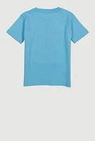 Little Boys Bunny Chenille Patch Tee, Blue, Size 5