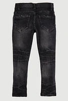 Little Boys Whiskered Patch and Repair Moto Jeans, Grey, Size 4
