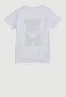 Little Boys Chenille Bear Graphic Top, White,