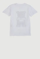 Little Boys Chenille Bear Graphic T Shirt, White,