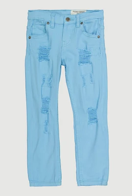 Little Boys Patch and Repair Distressed Jeans, Blue, Size 5