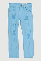 Little Boys Patch and Repair Distressed Jeans, Blue, Size 5