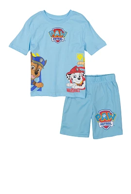 Little Boys Paw Patrol Graphic Tee and Shorts, Blue, Size 6-7
