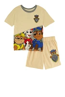 Little Boys Paw Patrol Graphic Tee and Shorts Set, Beige, Size 4-5