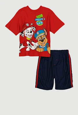 Little Boys Paw Patrol Graphic Tee and Jersey Mesh Shorts, Multi, Size 6