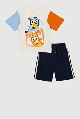 Little Boys Bluey and Bingo Graphic Tee and Mesh Shorts, Multi, Size 4