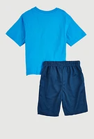 Little Boys Sonic Graphic Tee and Mesh Shorts, Blue, Size 5