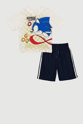 Little Boys Sonic The Hedgehog Graphic Tee and Mesh Shorts, Multi, Size 6