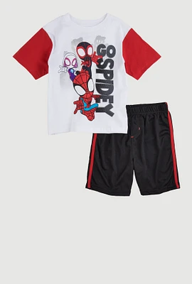 Little Boys Go Spidey Graphic Tee and Mesh Shorts, Multi, Size 4
