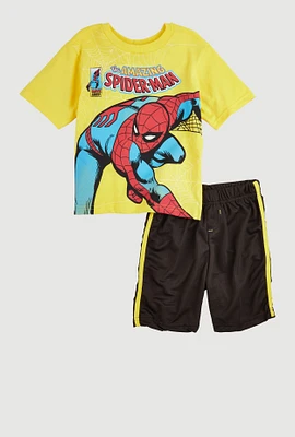 Little Boys The Amazing Spider-Man Graphic Tee and Mesh Shorts, Multi, Size 6