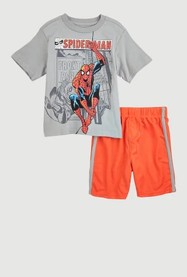 Little Boys Spider-Man Graphic Tee and Mesh Shorts, Multi, Size 6
