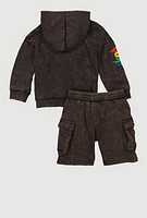 Little Boys GOAT Graphic Hooded Sweatshirt and Shorts, Grey, Size 5-6