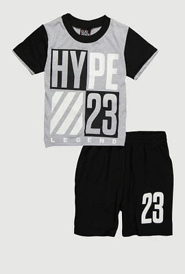 Little Boys Hype Legend 23 Graphic Tee and Jersey Mesh Shorts, Multi, Size 5-6