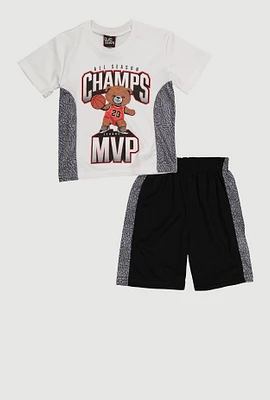 Little Boys All Season Champs League MVP Tee and Shorts, Multi, Size 4