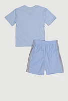 Little Boys All Season Champs League MVP Tee and Shorts, Blue, Size 5-6
