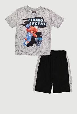 Little Boys Living Legend Bear Tee and Shorts, Grey, Size 4