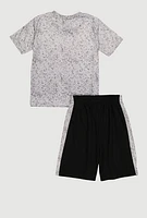 Little Boys Living Legend Bear Tee and Shorts, Grey, Size 4