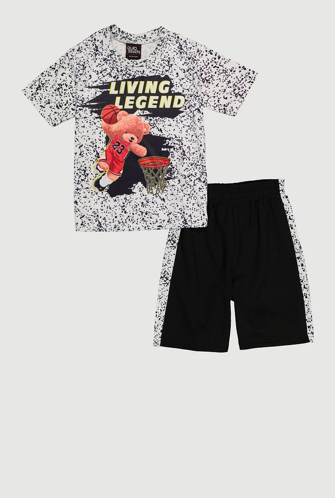 Little Boys Living Legend Bear Tee and Shorts, Multi, Size 7