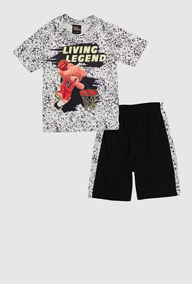 Little Boys Living Legend Bear Tee and Shorts, Multi, Size 7