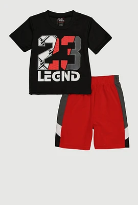 Little Boys 23 Legend Tee and Shorts, Black, Size 7