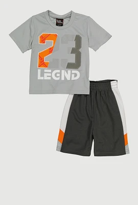 Little Boys 23 Legend Tee and Shorts, Grey, Size 7