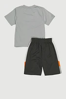 Little Boys 23 Legend Tee and Shorts, Grey, Size 7