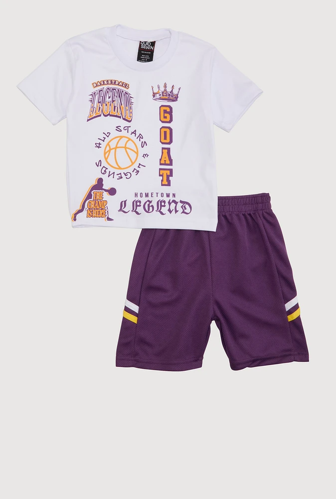 Little Boys Basketball Legend Graphic Tee and Shorts, Multi, Size 4