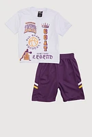 Little Boys Basketball Legend Graphic Tee and Shorts, Multi, Size 4