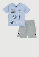 Little Boys Basketball Legend Graphic Tee and Shorts, Multi, Size 5-6