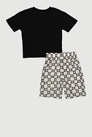 Little Boys Sneaker 23 T Shirt and Shorts, Multi, Size 4