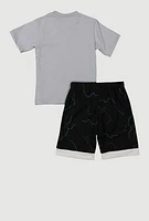 Little Boys Basketball Graphic Tee and Mesh Shorts, Grey, Size 4