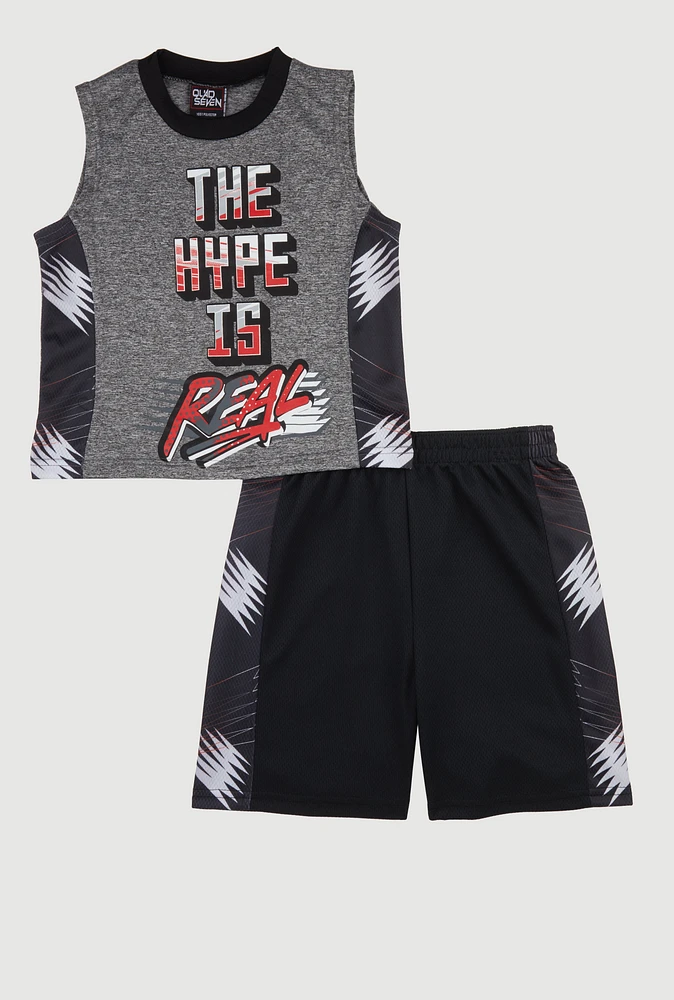 Little Boys The Hype Is Real Muscle Tee and Shorts, Multi,
