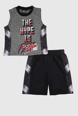 Little Boys The Hype Is Real Muscle Tee and Shorts, Multi,