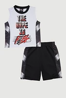 Little Boys The Hype Is Real Muscle Tee and Shorts, Multi,