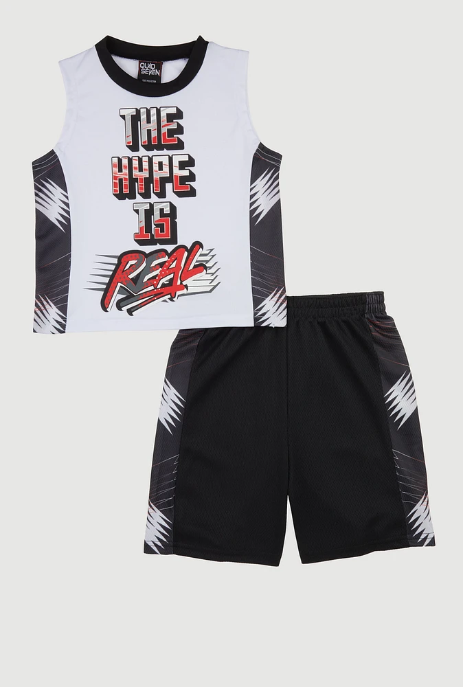 Little Boys The Hype Is Real Muscle Tee and Shorts, Multi, Size 4
