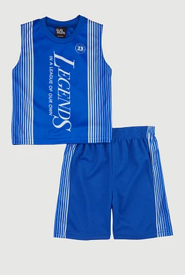 Little Boys Legends Tank Top and Shorts, Blue, Size 5-6