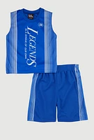 Little Boys Legends Tank Top and Shorts, Blue, Size 5-6