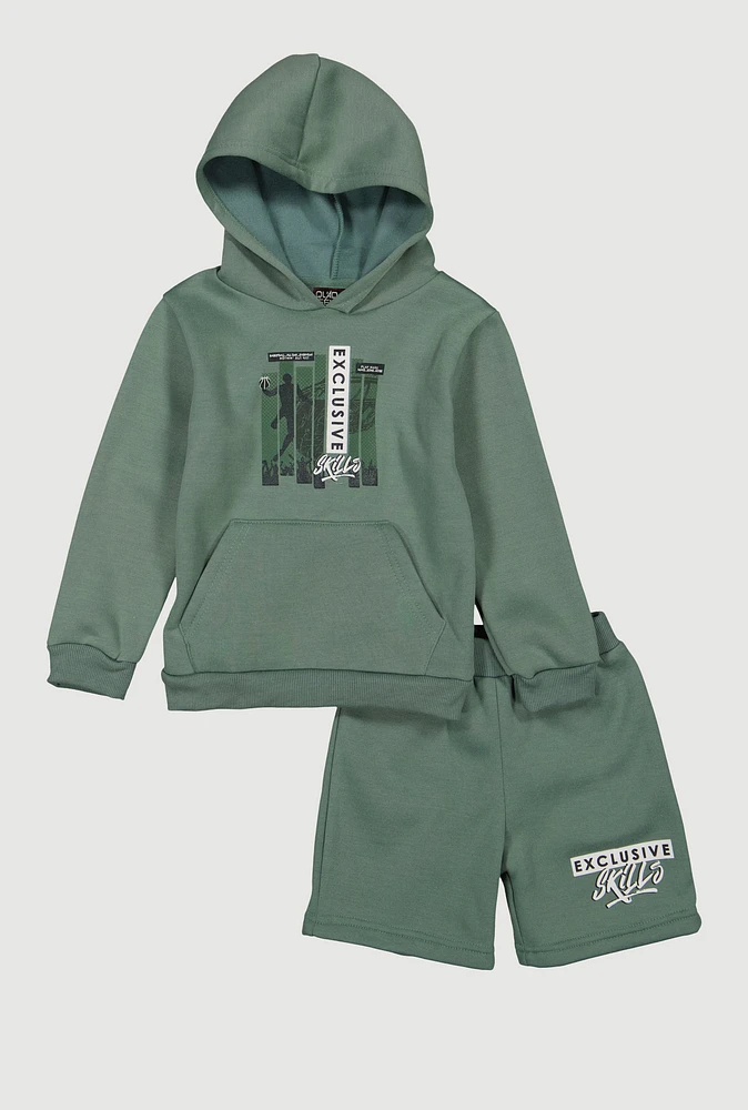 Little Boys Exclusive Skills Hoodie and Sweatshorts, Green, Size 4