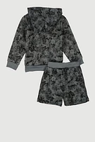 Little Boys Hype Bear Graphic Sweatshirt and Sweatshorts, Grey, Size 4