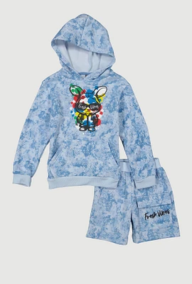 Little Boys Fresh Vibes Hoodie and Sweatshorts, Blue, Size 4