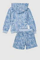 Little Boys Fresh Vibes Hoodie and Sweatshorts, Blue, Size 7