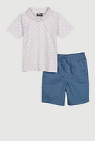 Little Boys Printed Pattern Polo Shirt and Shorts, Multi,