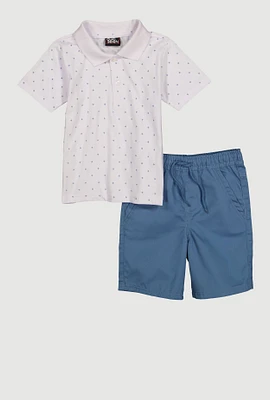 Little Boys Printed Pattern Polo Shirt and Shorts, Multi, Size 7